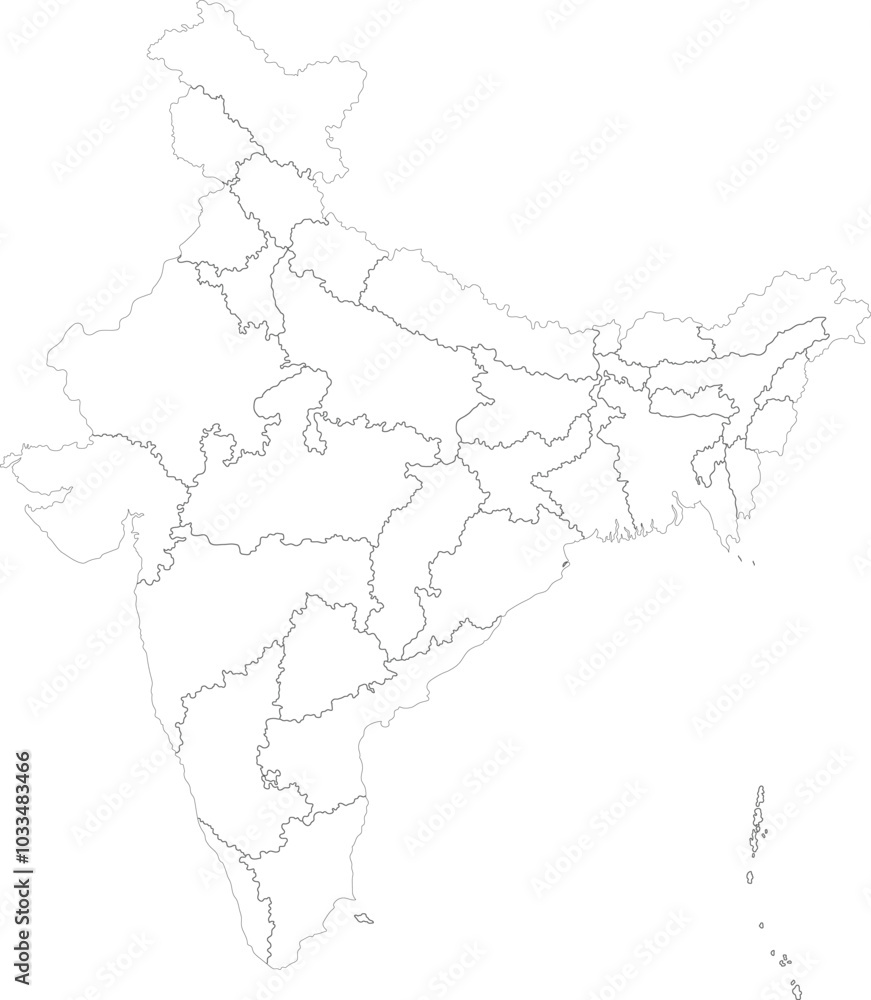 Fototapeta premium Simple Outline Map of India 
