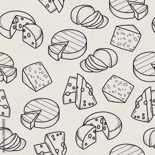 Line art different cheese background