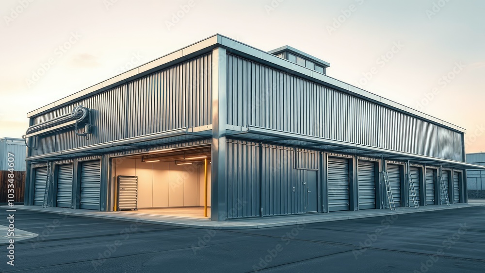 Fototapeta premium Mini Metal Self Storage Facilities in Tilt-Shift Photography Style for Industry Insights
