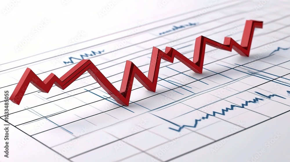 Red Graph Line on Stock Market Chart Red Graph Line on Stock Market Chart