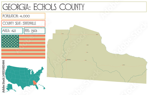Large and detailed map of Echols County in Georgia USA.