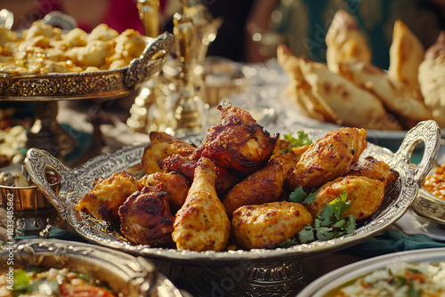 Lavish Indian Feast with Samosas and Tandoori Chicken  