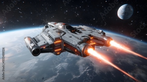 Wallpaper Mural Intense Interstellar Warfare Colossal Spaceships Exchanging Devastating Laser Salvos in the Vast Cosmic Expanse of Stars Planets and Nebulae Torontodigital.ca