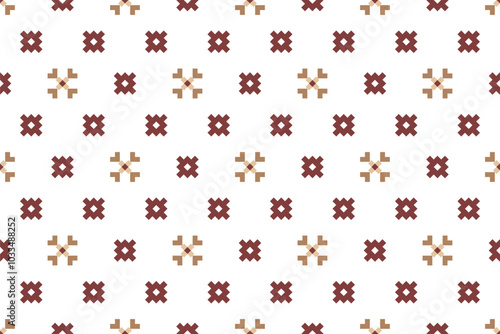 Geometric and cross stitch traditional ethnic pattern.floral pixel art embroidery. Elegance background abstract Aztec seamless pattern for fabric,cloth,dress,carpet,curtain,sarong,batik,wallpaper.