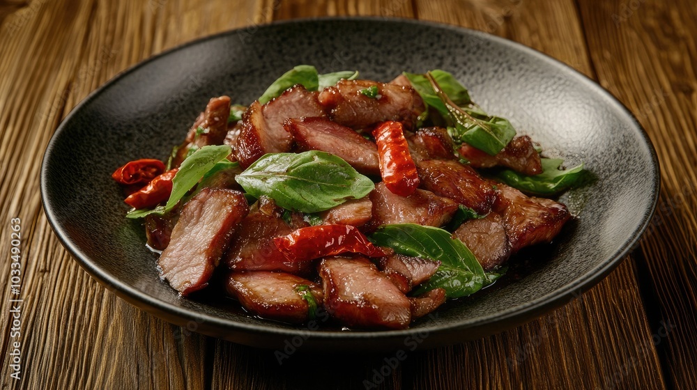 Savory Stir-Fried Meat with Fresh Herbs and Chili Savory Stir-Fried Meat with Fresh Herbs and Chili