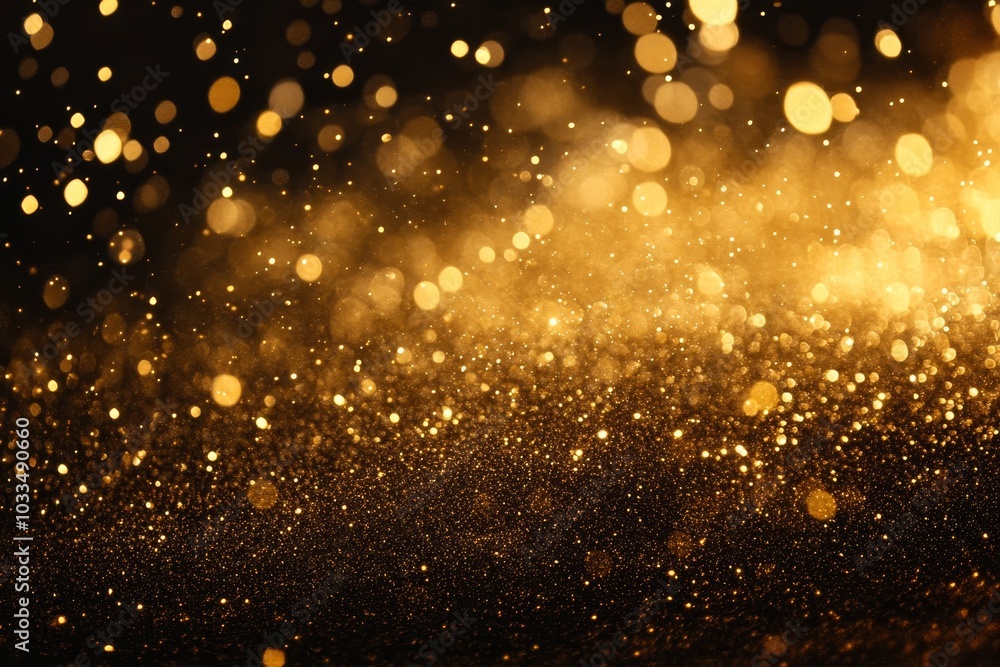 Abstract background with golden bokeh and glitter. Abstract background with golden bokeh and glitter.