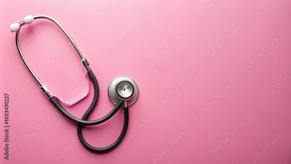 A stethoscope on pink background for medical or health background A stethoscope on pink background for medical or health background