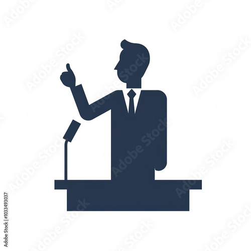 enerated illustration of politician gives a speech. business politics concept