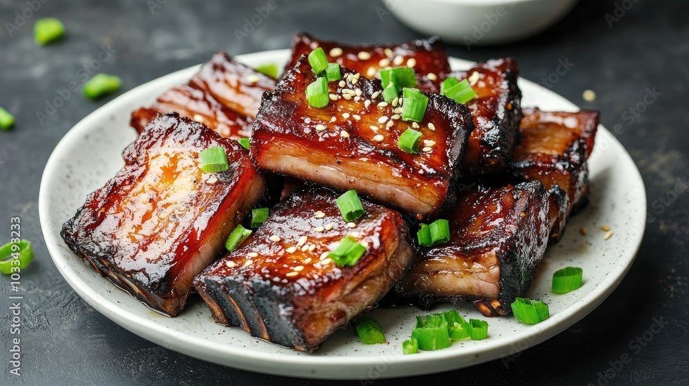 Delicious Grilled Pork Belly with Green Onions Delicious Grilled Pork Belly with Green Onions