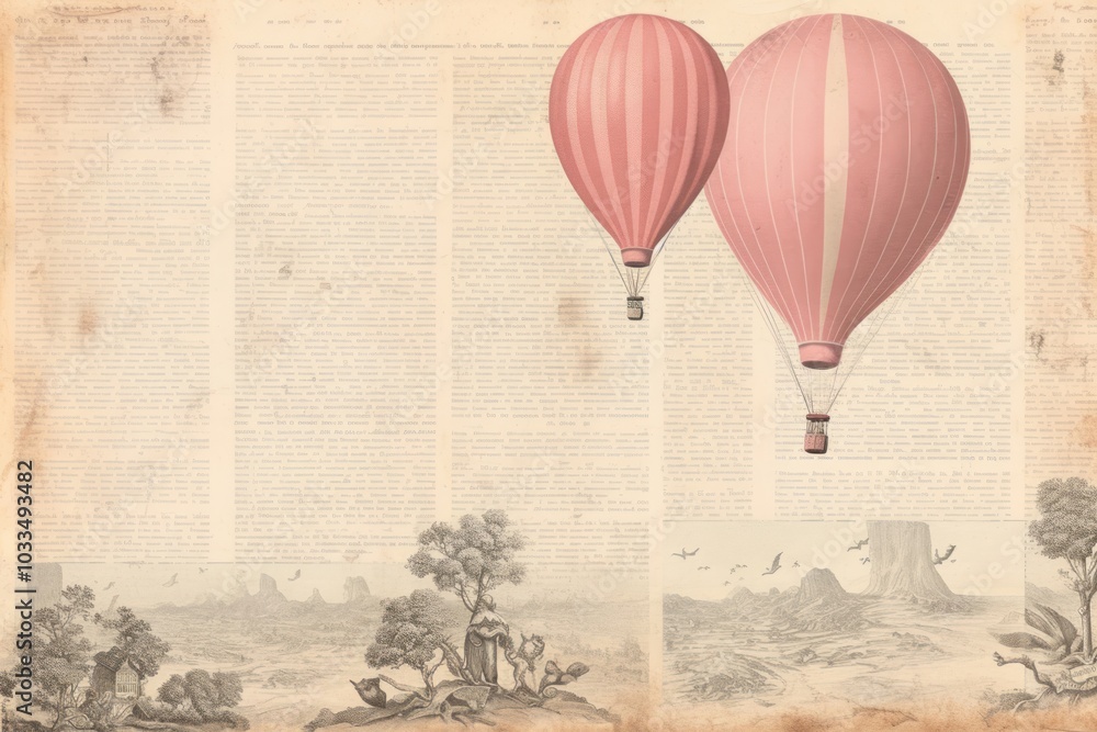 Obraz premium Balloon border aircraft paper page.