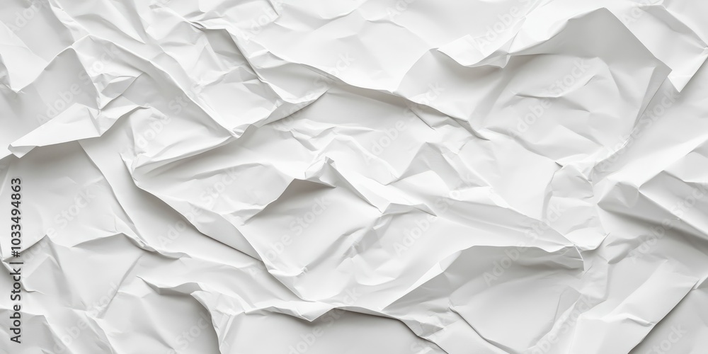 Fototapeta premium White wrinkled paper, recycled paper surface, copy space for text.