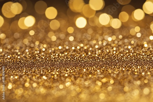 Abstract golden bokeh background with shiny glitter.