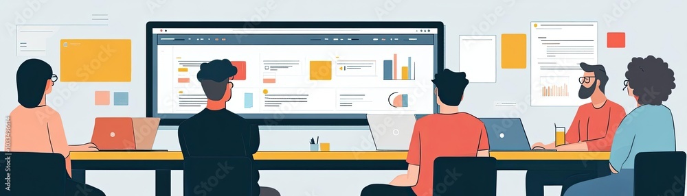 A virtual brainstorming session, where coworkers share ideas and feedback on a shared document A virtual brainstorming session, where coworkers share ideas and feedback on a shared document