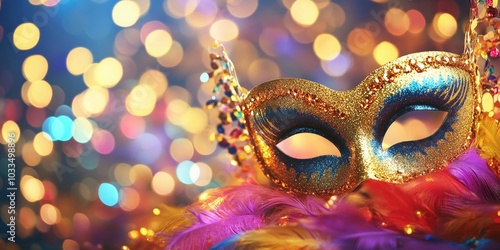 Background featuring colors and shine to depict themes of parties and carnival. Copyspace.