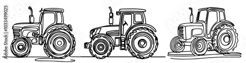 elegant line art design of a tractor, showcasing agricultural machinery in a minimalist style black v