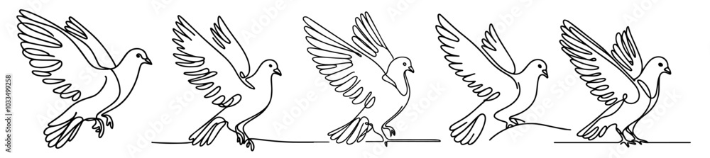 Obraz premium minimalistic monoline dove silhouette in elegant line art design black vector