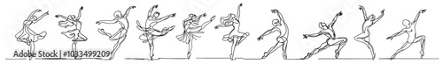 mono line art silhouette of a dancer in motion black vector