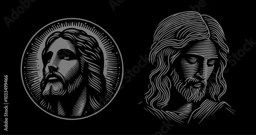 black and white jesus christ face sketches for spiritual and religious designs