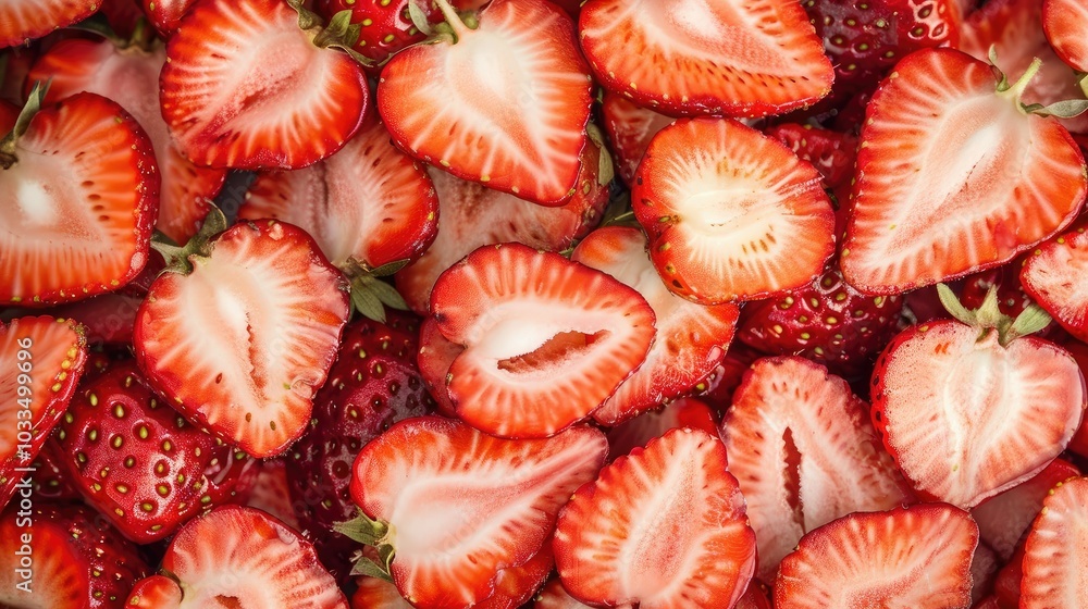 Sliced strawberries backgrounds --no text and people, human --chaos 10 --ar 16:9 Job ID: 5301d844-92c4-4874-bada-2afce5772639 Sliced strawberries backgrounds --no text and people, human --chaos 10 --ar 16:9 Job ID: 5301d844-92c4-4874-bada-2afce5772639