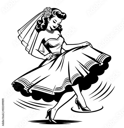 pinup girl silhouette in seductive pose black vector