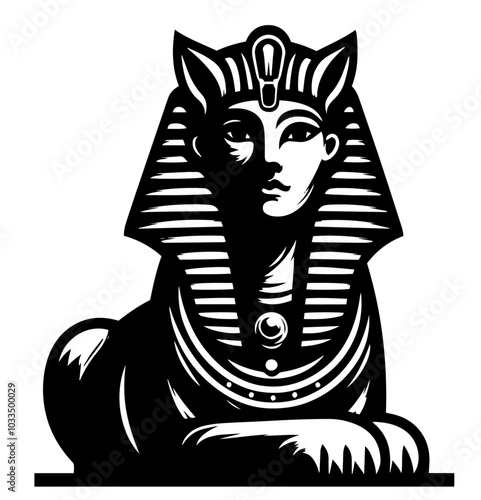egyptian sphinx icon in minimalist black shape – black vector illustration