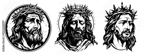 hand-drawn jesus christ illustrations in black and white for spiritual use