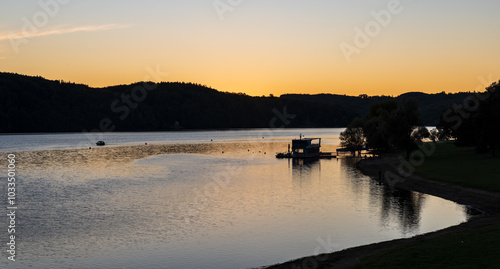 Vranovska prehrada dam in Czech republic after sunset photo