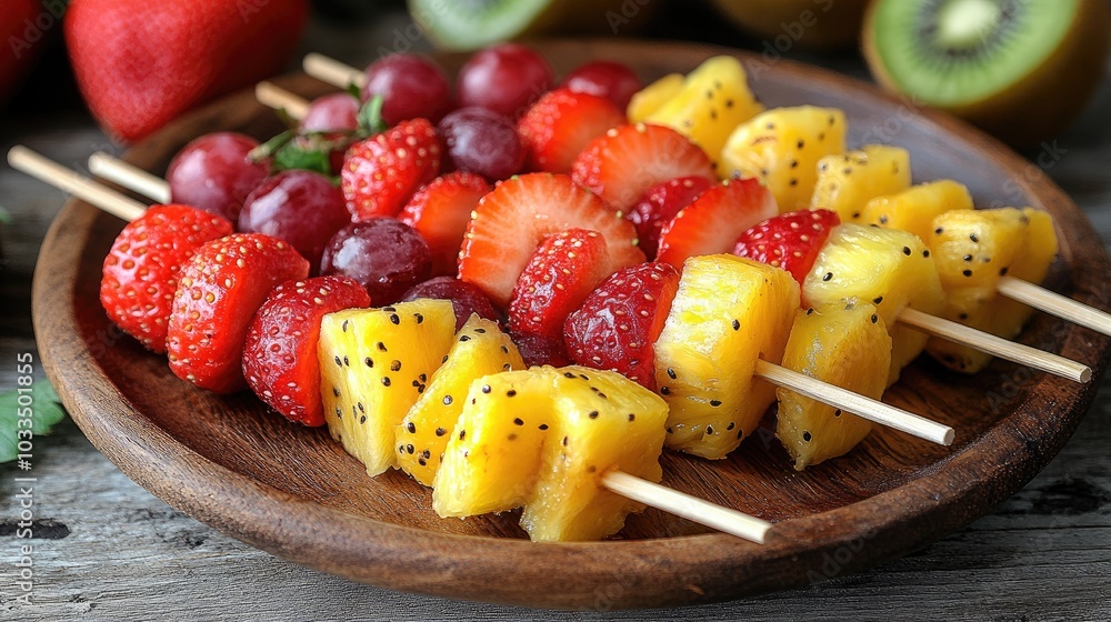 Vibrant Small Platter with Colorful Fruits and Vegetables for Culinary Presentation and Food Photography Vibrant Small Platter with Colorful Fruits and Vegetables for Culinary Presentation and Food Photography
