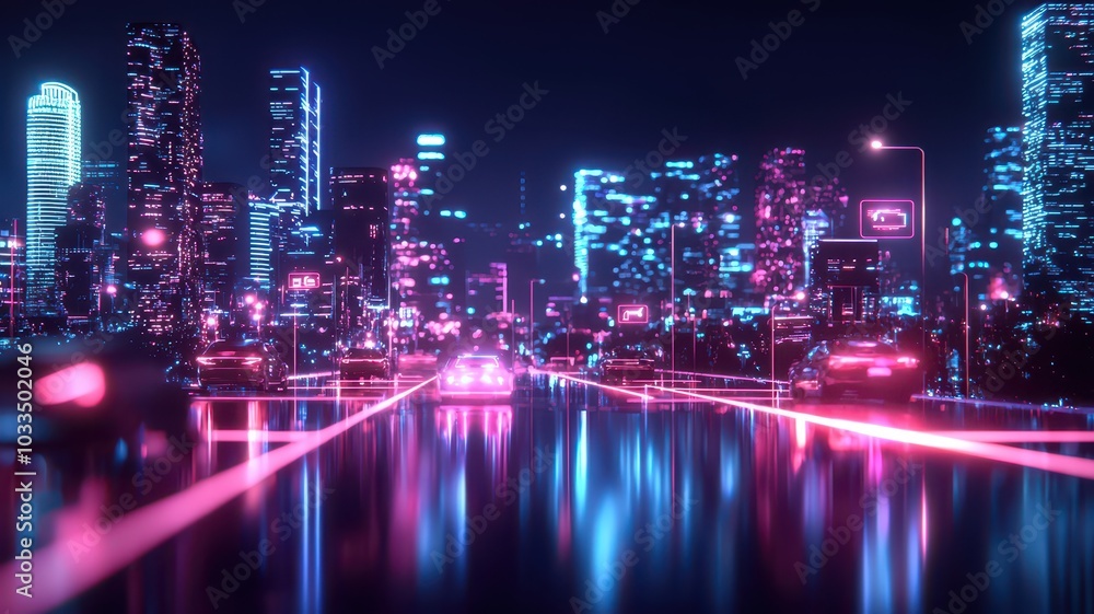 Futuristic cityscape illuminated by vibrant 5G signals, showcasing advanced technology and urban innovation. Futuristic cityscape illuminated by vibrant 5G signals, showcasing advanced technology and urban innovation.