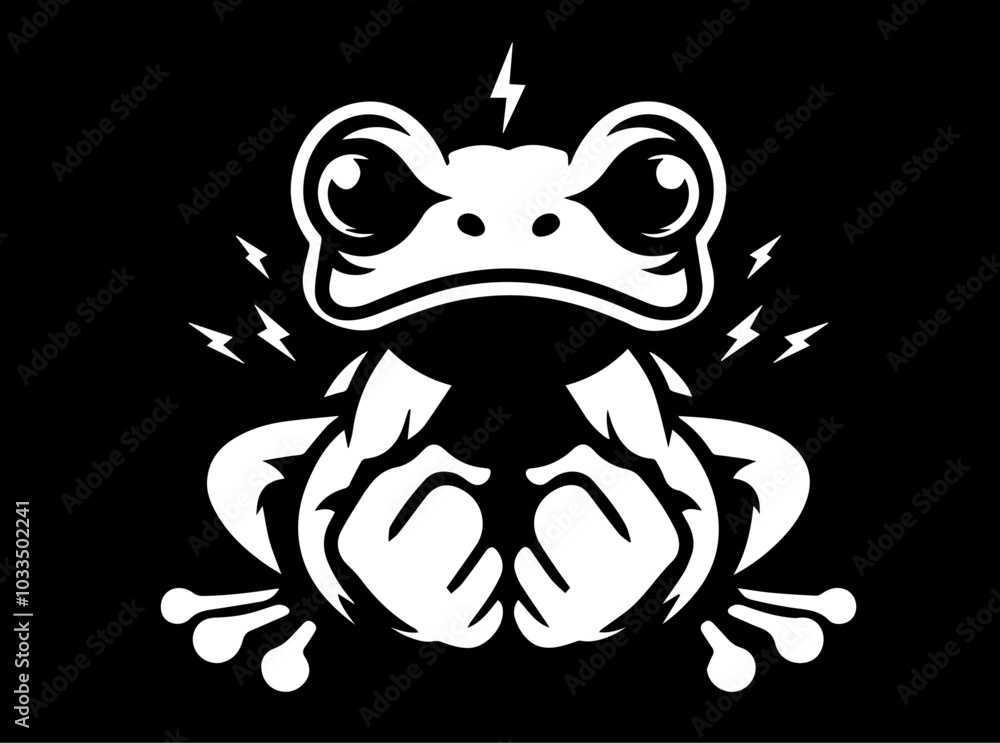 Fototapeta premium frog portrait in black vector logo with various animated poses in cartoon style