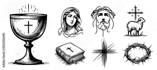 religious abstract elements in a sketch design for faith and worship concepts