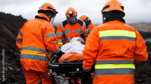 rescue team evacuating injured patient 