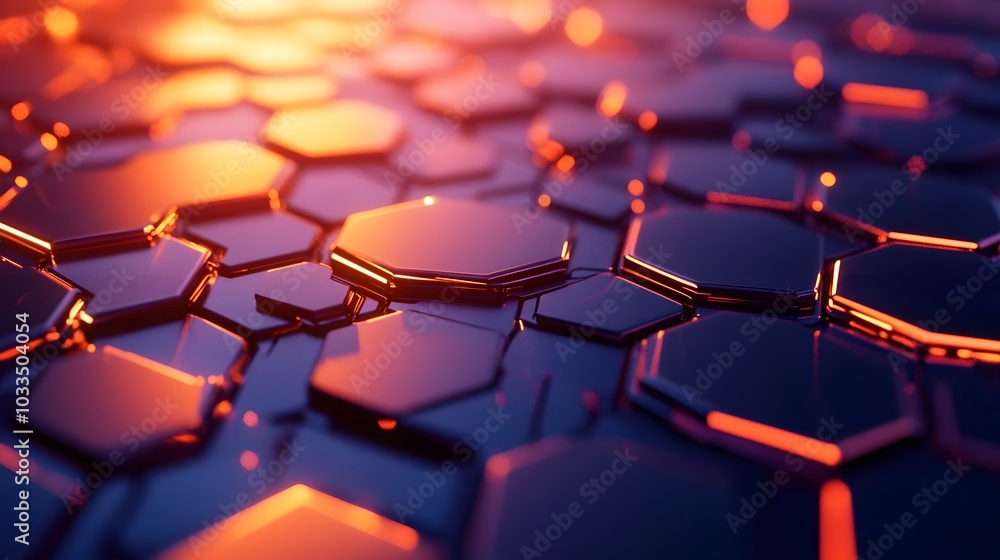 Abstract Hexagonal Pattern with Glowing Orange Edges Abstract Hexagonal Pattern with Glowing Orange Edges