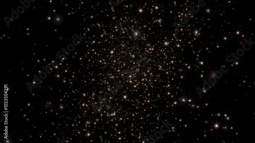 A dense field of twinkling stars fill a black night sky.
