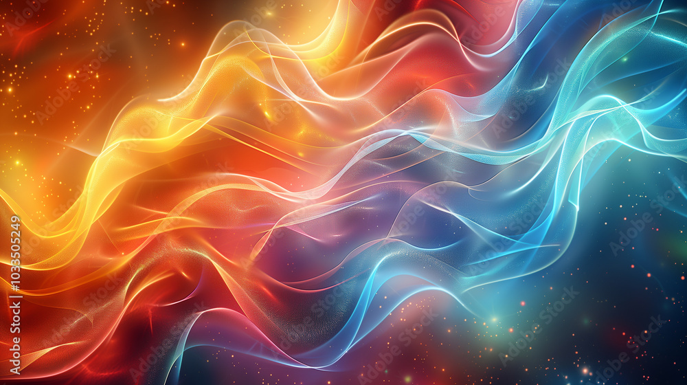 Fototapeta premium Abstract background with glowing lines. Technology presentation design template, brochure or flyer pattern. Web banner. colorful smoke