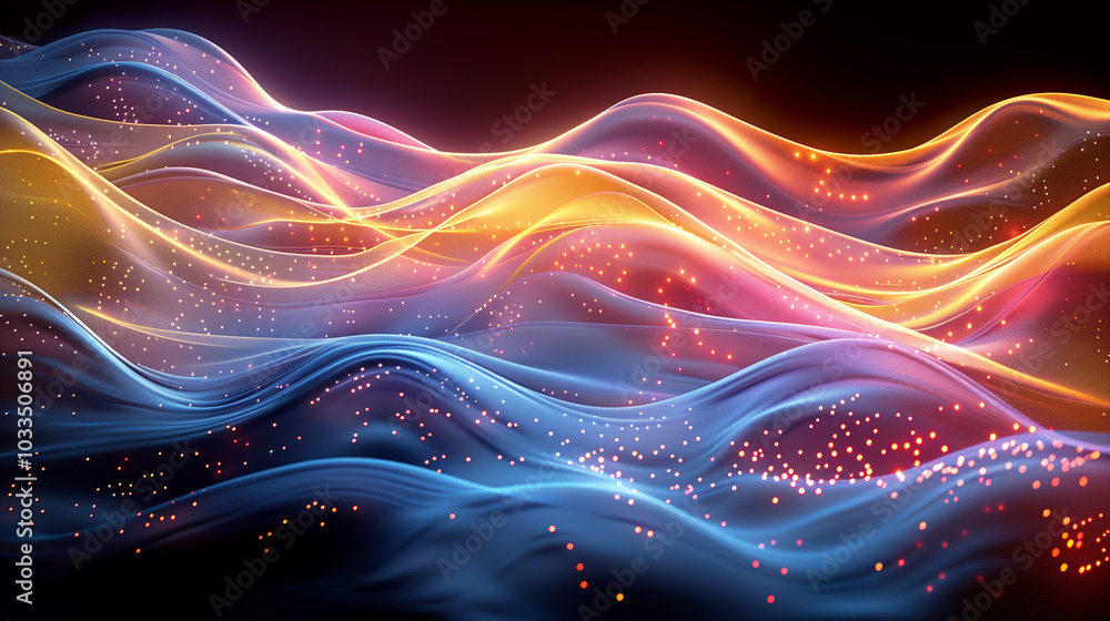Abstract wave line background. Flow texture. Curve flow. Modern background design. Abstract design. Colourful wave on a black background. Abstract wave line background. Flow texture. Curve flow. Modern background design. Abstract design. Colourful wave on a black background.