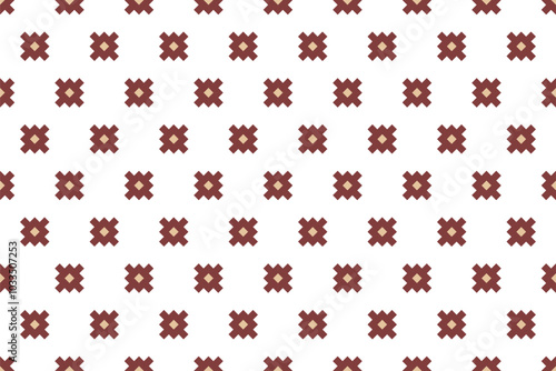 Geometric and cross stitch traditional ethnic pattern.floral pixel art embroidery. Elegance background abstract Aztec seamless pattern for fabric,cloth,dress,carpet,curtain,sarong,batik,wallpaper.