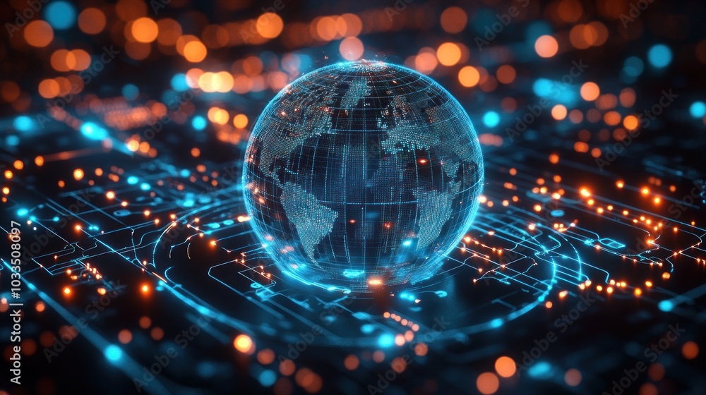 3D Illustration of Global Digital Network 3D Illustration of Global Digital Network