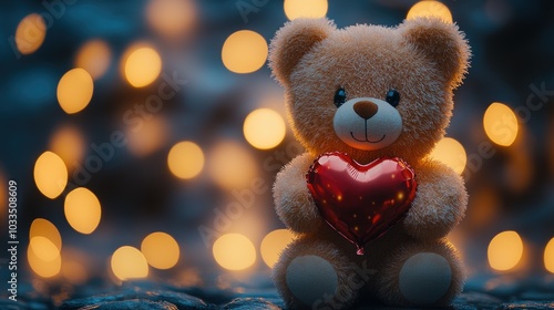 Wallpaper Mural Cute Teddy Bear Holding Heart in Soft Lighting Torontodigital.ca