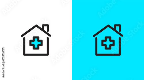 Medical House Logo. medical health house Logo Icon Symbol Vector Design Template.
