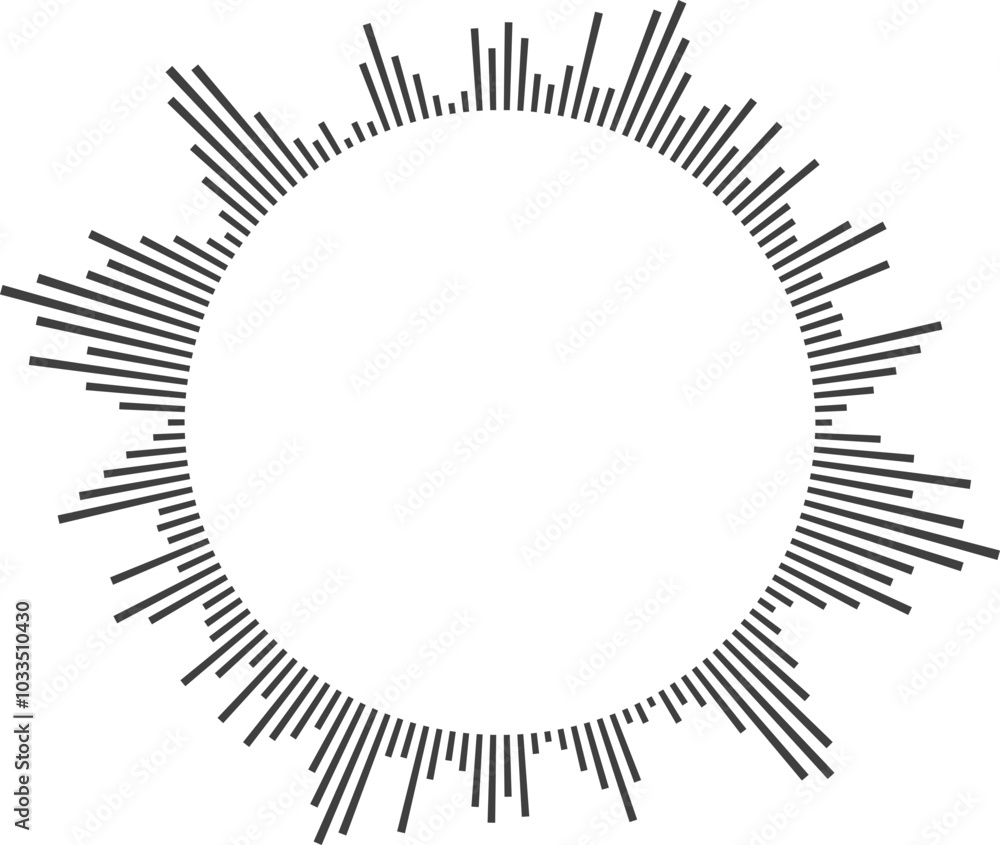 Sound wave or voice message waveform. Podcast, media record, radio signal. Decibel audio record icon Sound wave or voice message waveform. Podcast, media record, radio signal. Decibel audio record icon