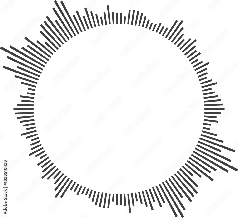 Sound wave or voice message waveform. Podcast, media record, radio signal. Decibel audio record icon Sound wave or voice message waveform. Podcast, media record, radio signal. Decibel audio record icon