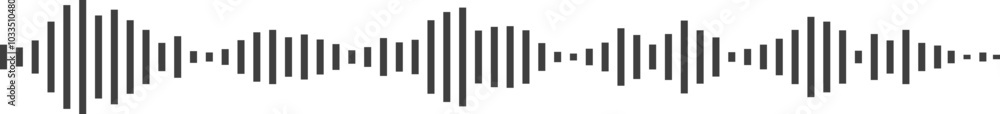 Sound wave or voice message waveform. Podcast, media record, radio signal. Decibel audio record icon Sound wave or voice message waveform. Podcast, media record, radio signal. Decibel audio record icon