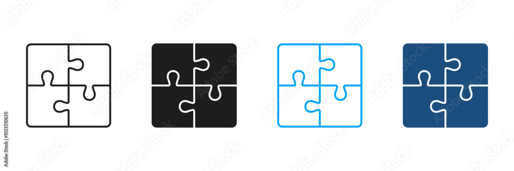 Puzzle, Combination Solution Line and Silhouette Icon Set. Jigsaw Square Pieces Match Pictogram. Teamwork, Idea, Challenge Logic Game Sign. Editable Stroke. Isolated Vector Illustration Puzzle, Combination Solution Line and Silhouette Icon Set. Jigsaw Square Pieces Match Pictogram. Teamwork, Idea, Challenge Logic Game Sign. Editable Stroke. Isolated Vector Illustration