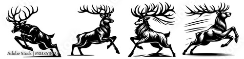 Running stag in hand-drawn silhouette – nature-inspired sketch