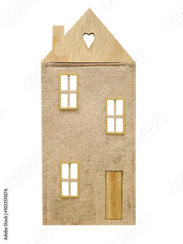 Felt house isolated on white