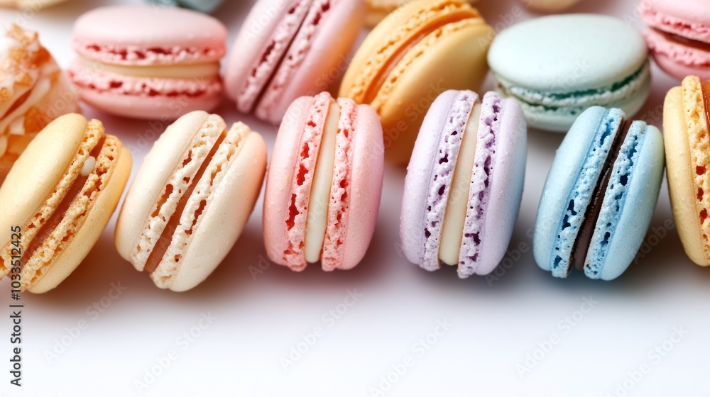 Colorful Macarons on a White Background Colorful Macarons on a White Background