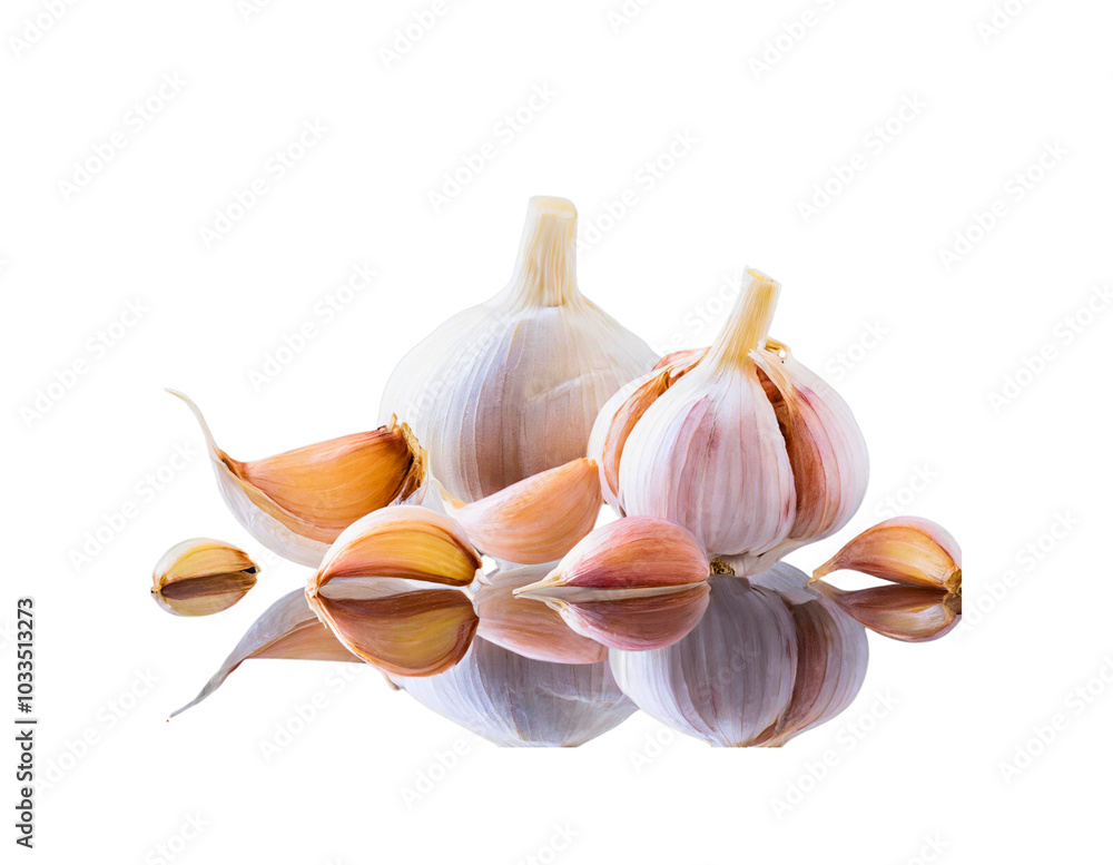 Isolated Fresh Garlic Cloves on Transparent Background Isolated Fresh Garlic Cloves on Transparent Background