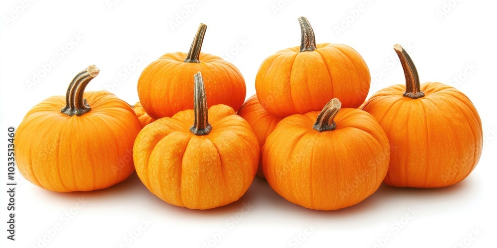 Orange pumpkin arrangement isolated against a white background. Orange pumpkin arrangement isolated against a white background.