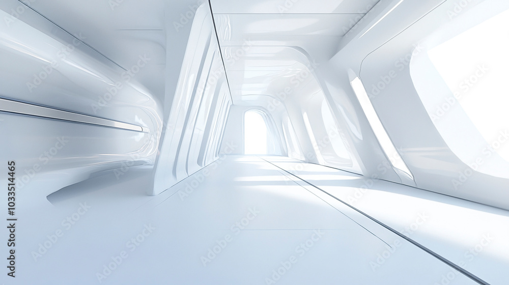 Naklejka premium Artificial Space Abstract Architecture Interior White Background 